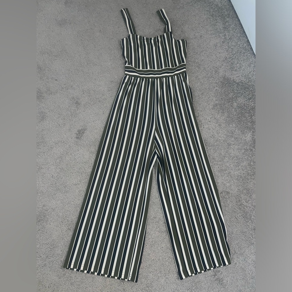 Express Black and White Striped Jumpsuit